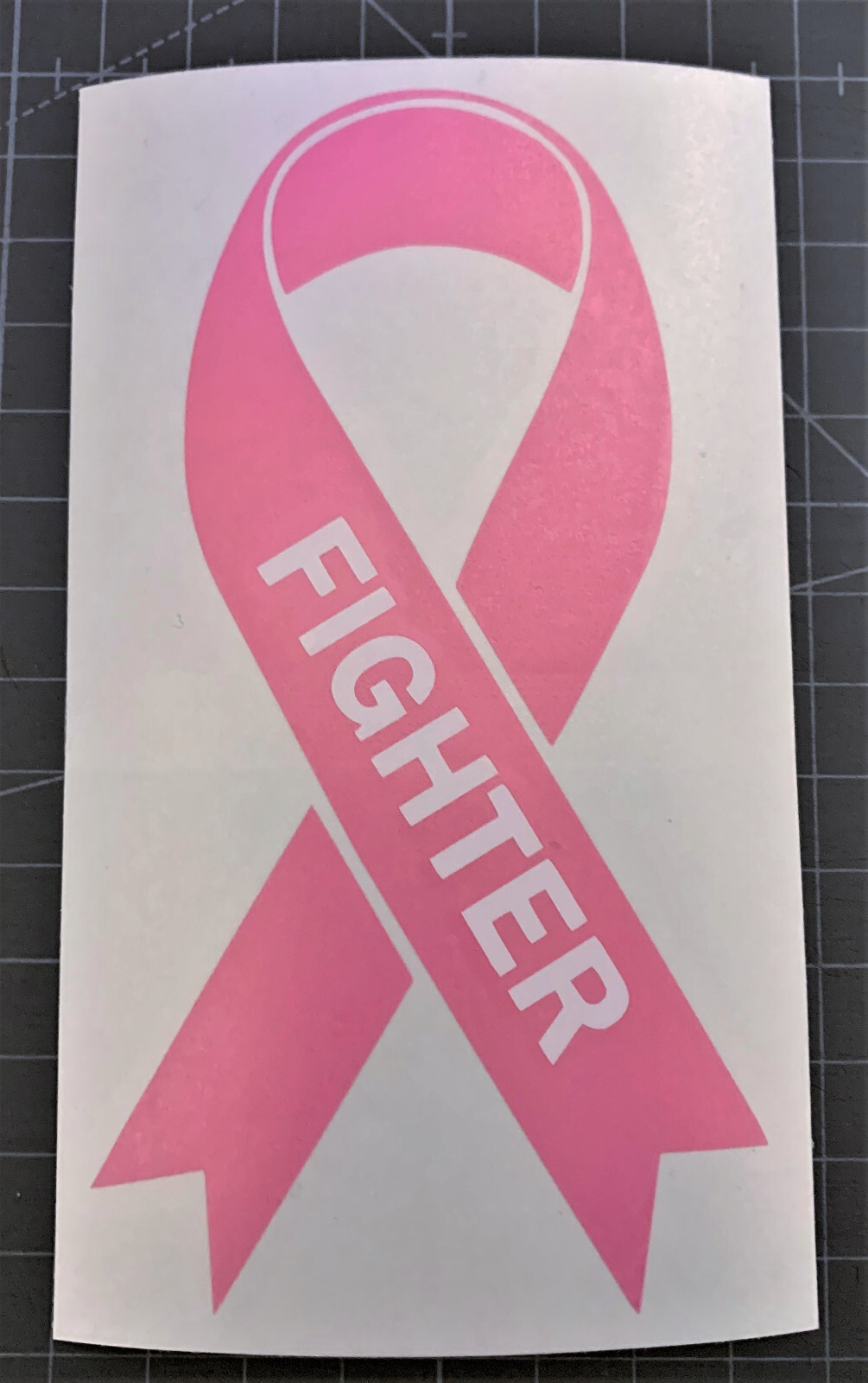 Breast Cancer Pink Ribbons – 3 Different Wording Options in white 5.0" x 2.75"
