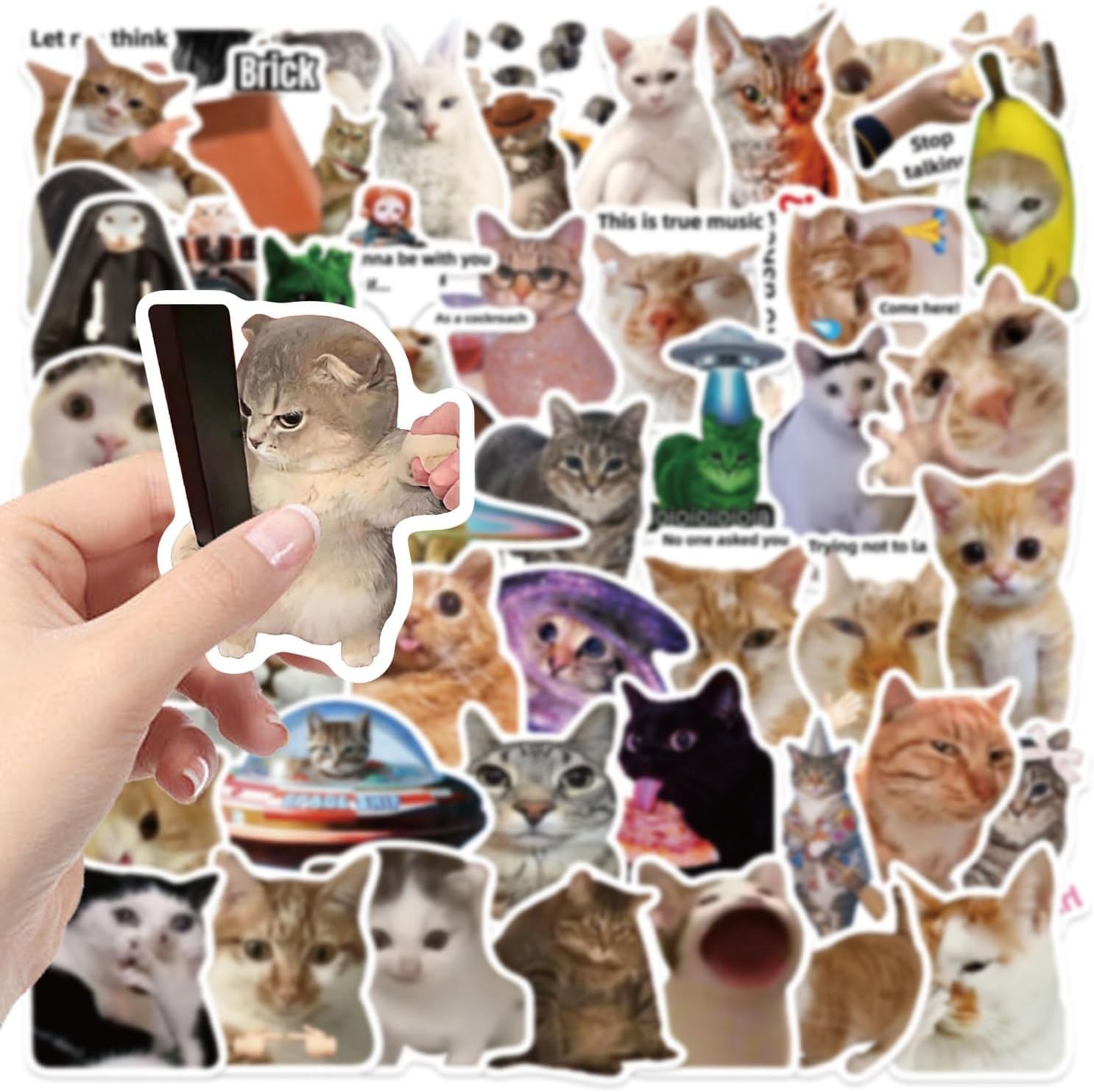 50 Funny Cat Stickers – Waterproof Vinyl Decals for Journaling & Scrapbooking