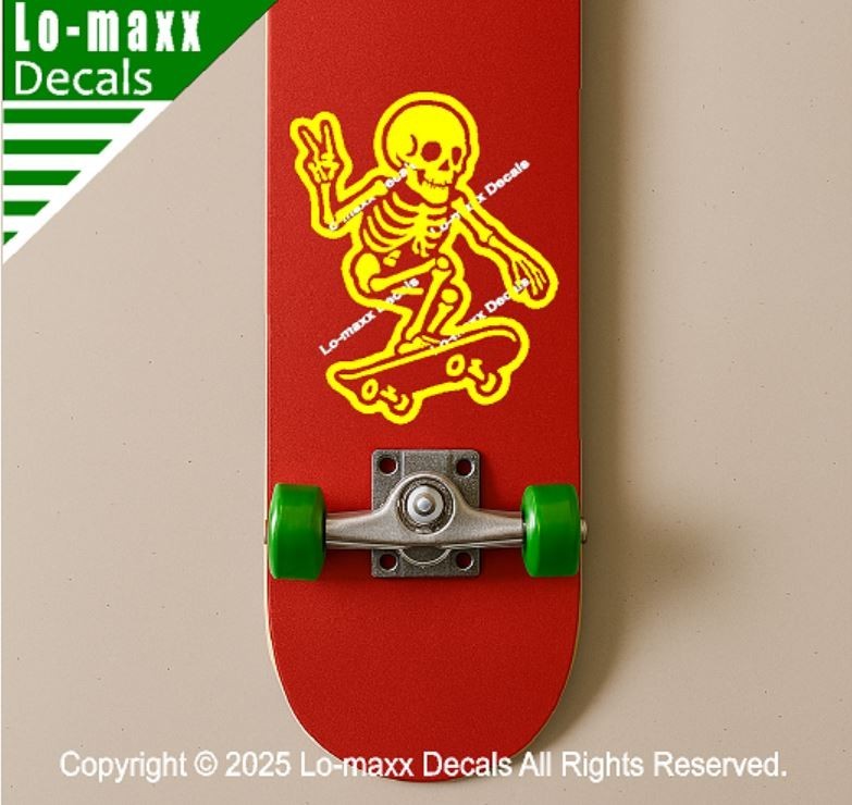Skateboarding Skeleton Bones On Board Funny Die Cut Vinyl Decal Sticker