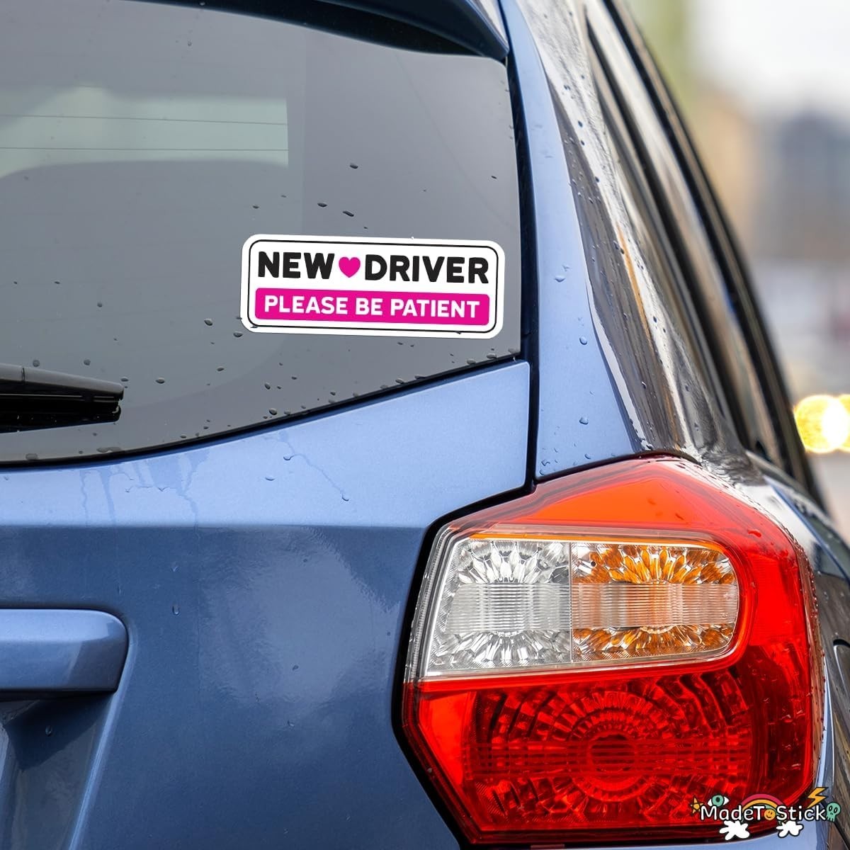 Pink New Student Driver Please Be Patient 2-Pack Vinyl Car Bumper Decal 2.8"x7.5