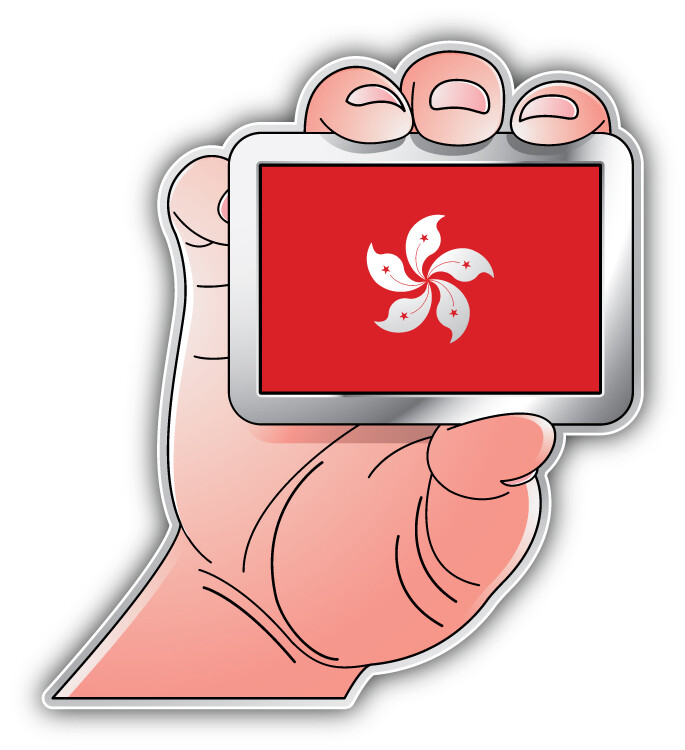 Hong Kong World Flag Hand Car Bumper Sticker Decal