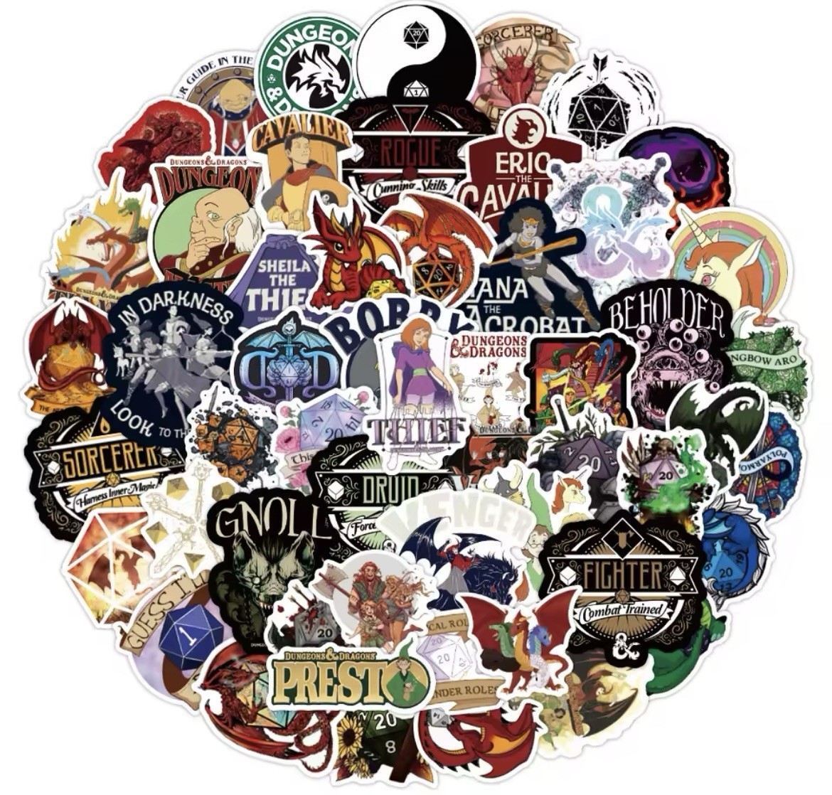 Dungeons Dragons Mix Stickers 50pk Cartoon Character Matte Sticker FREE SHIPPING