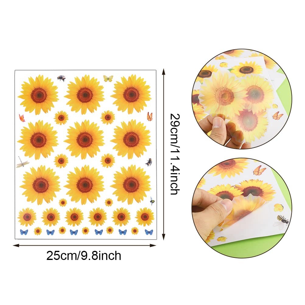 135 Pcs Sunflower Wall Sticker, Removable 3D Waterproof Decor for Kids, Mothe…
