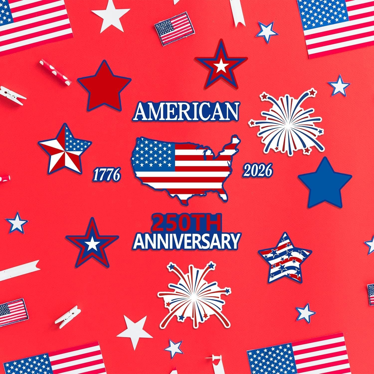 250th Anniversary Patriotic Garage Decoration 13 Pcs Magnet Stickers 4th of July