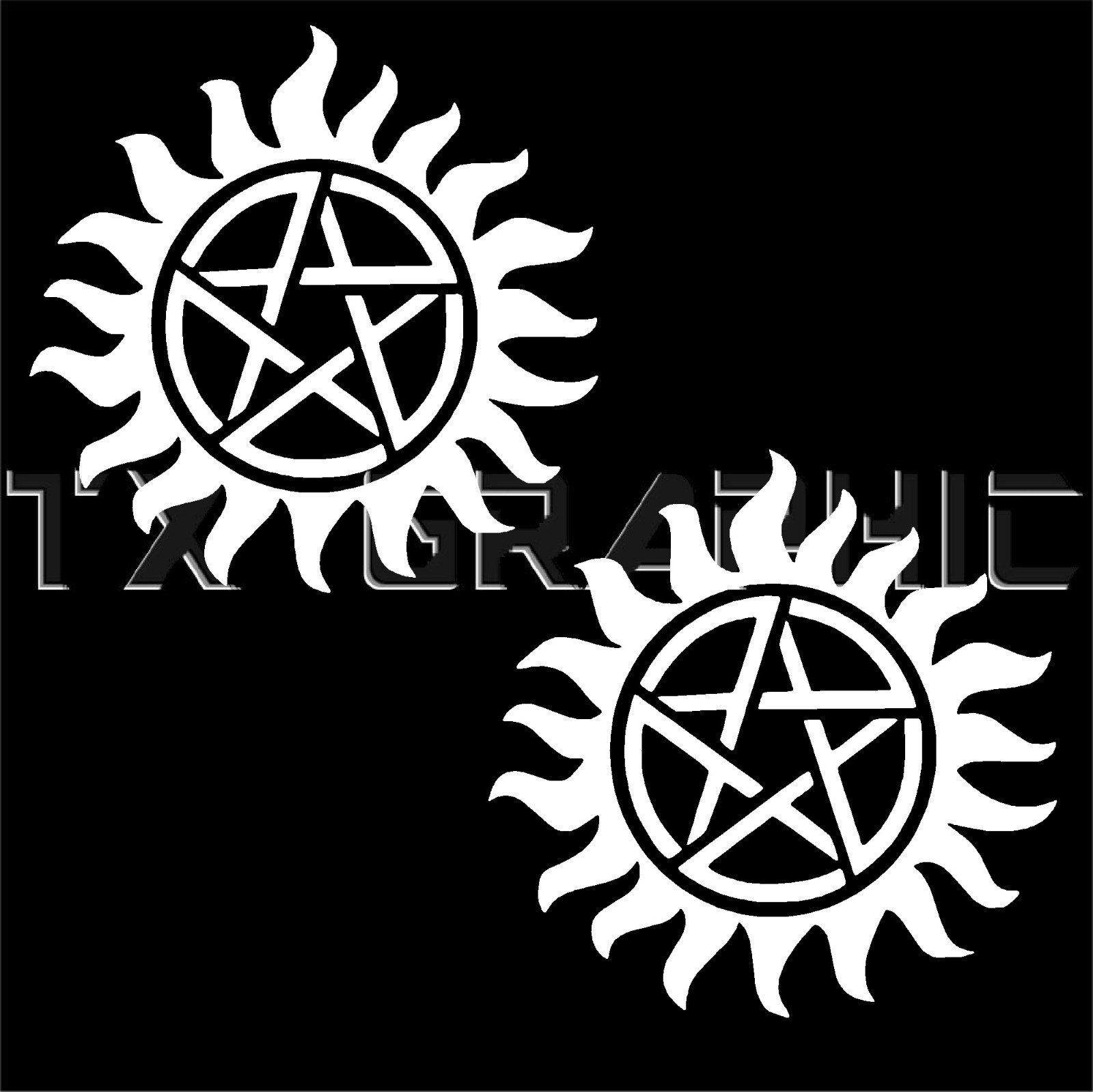 ANTI-POSSESSION DECAL SUPERNATURAL LOGO PENTAGRAM VINYL STICKER, 1 SET OF 2