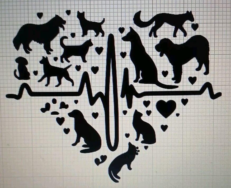 Cats And Dogs Heart Lifeline Decal