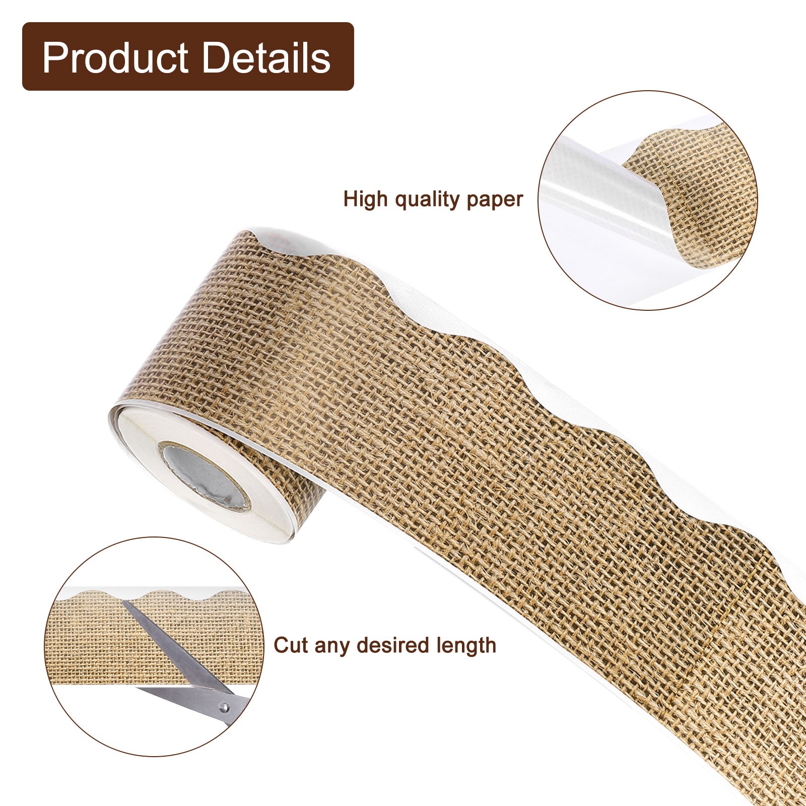 Bulletin Board Border, 65.6Ft x 2.75Inch Classroom Border Trim, Burlap Edge