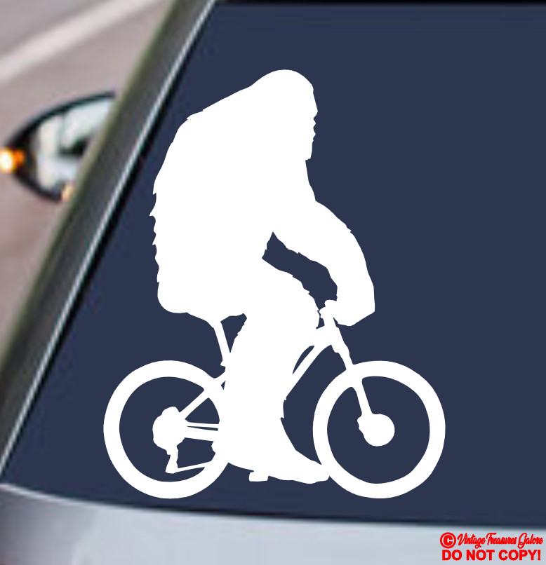 BIGFOOT RIDING MOUNTAIN BIKE VINYL DECAL STICKER CAR WINDOW BUMPER JDM SASQUATCH