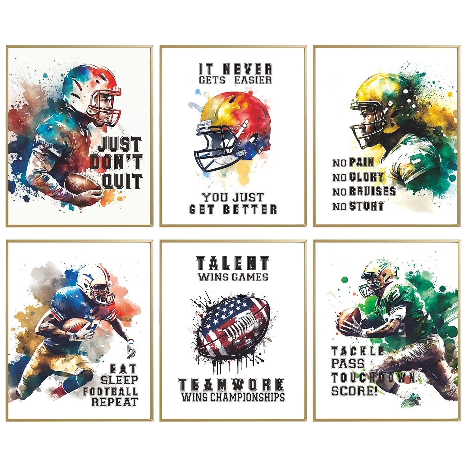 Football Poster Wall Decor Art Prints Motivational Posters Boys Bedroom Teena…