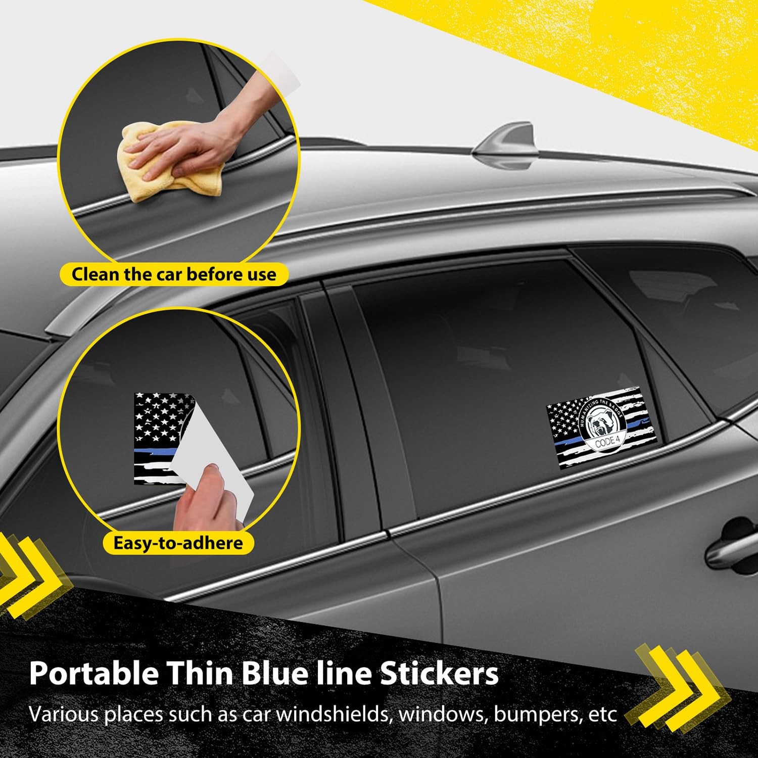 Thin Blue line Sticker Code 4, American Flag Thin Blue Line Car Decal, Police…