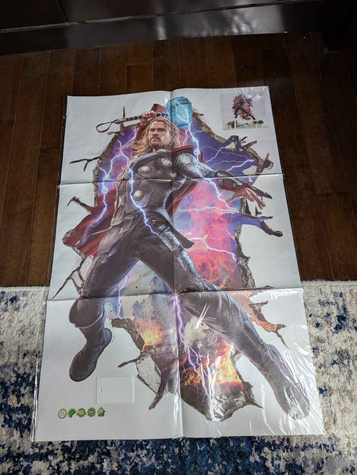 Marvel Avengers Thor 3D Look Wall Vinyl Sticker Poster – Children Bedroom Mural