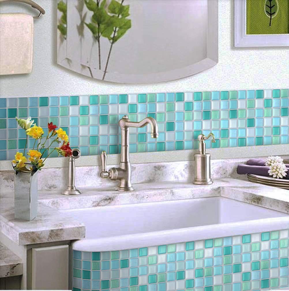 3D Mosaic Sticker Peel and Stick Tile Backsplash Wall for Home Kitchen, Pack …