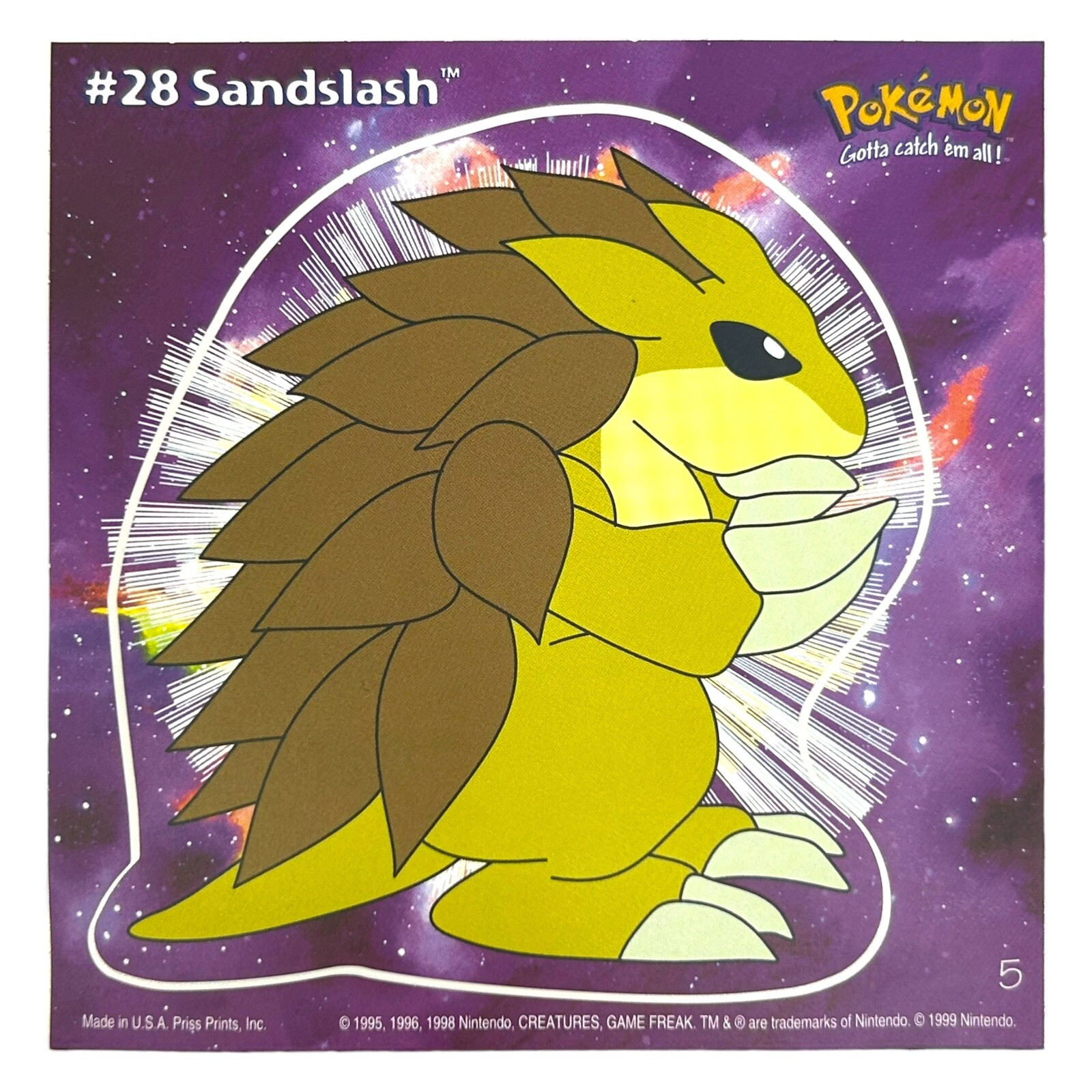 Pokemon Collect ’em Stick-Ups Sandslash #28 Large 4” Sticker Priss Prints