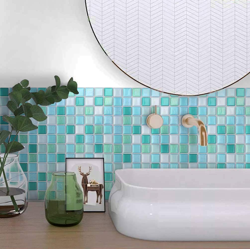 3D Mosaic Sticker Peel and Stick Tile Backsplash Wall for Home Kitchen, Pack …