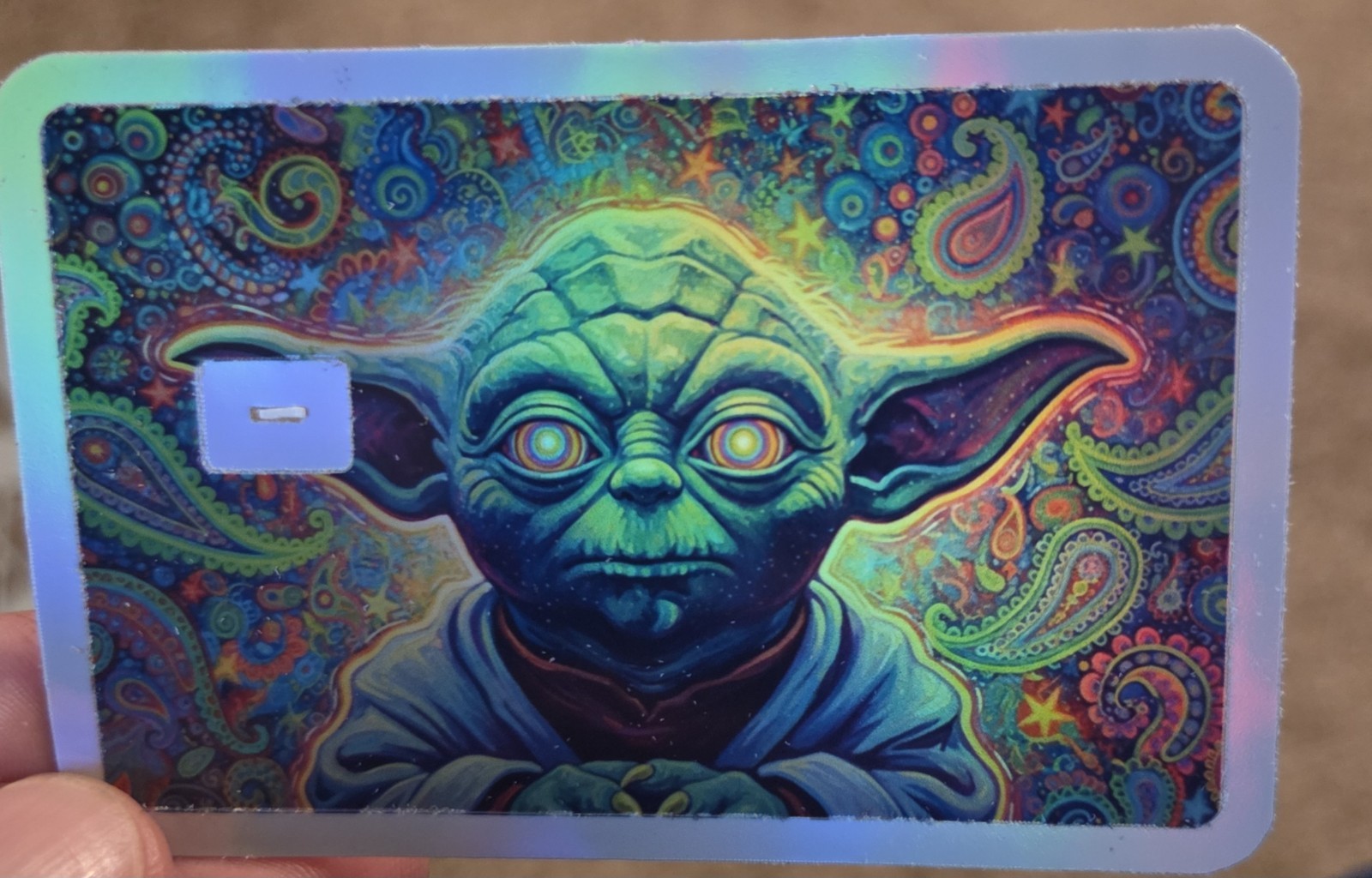 Psychedelic Yoda ATM Debit Credit Sticker Skin 420 Star Wars Jedi Sith Pot USA