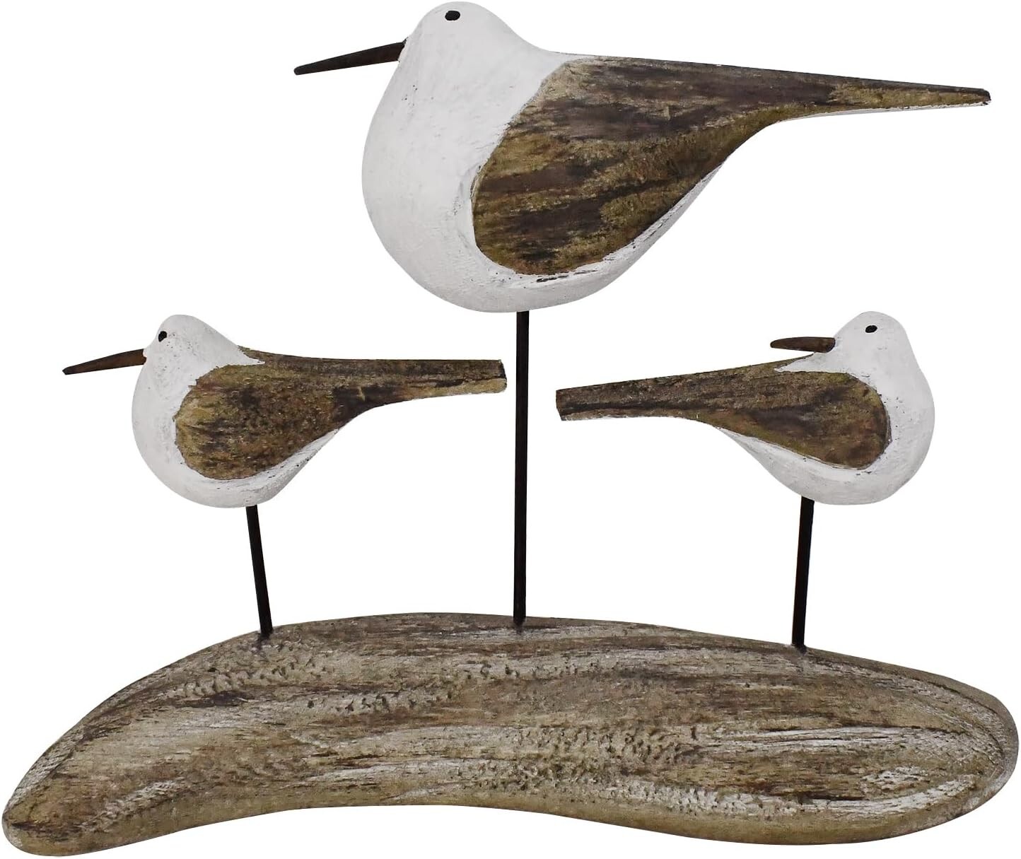 Wooden Sea Bird Statue Seagull On Stand Decor Nautical Coastal Birds Sculpture