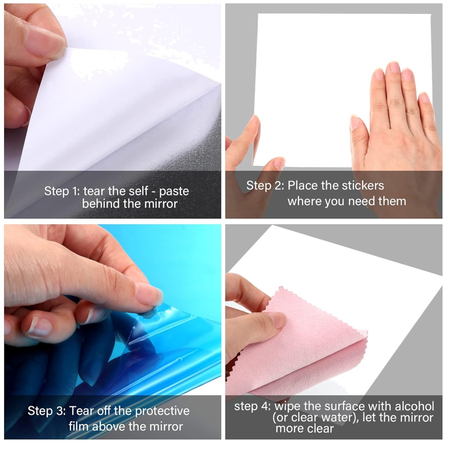 Square Mirror Tiles Stickers – Home Wall Decor, 10 Pieces