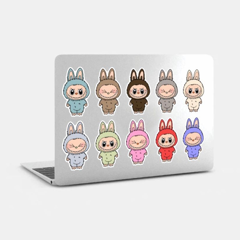 Labubu Set of 10 Stickers, Peel N' Stick, Different sizes