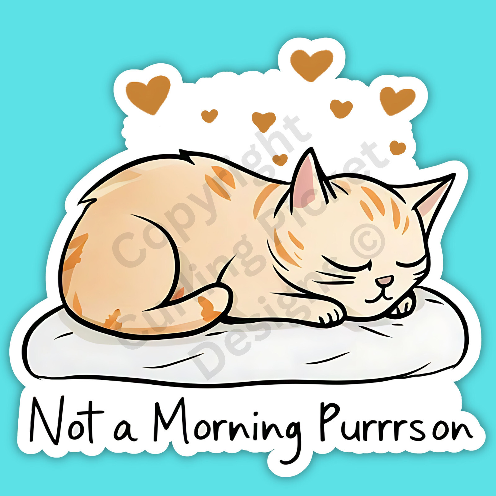 Not a Morning Purrrson Person Cat Sleeping Cute Funny 3" Vinyl Sticker
