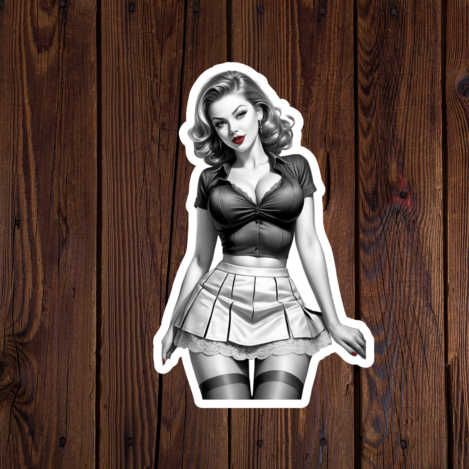 Pinup girl sticker vinyl decal woman blonde hair sexy bombshell seductive