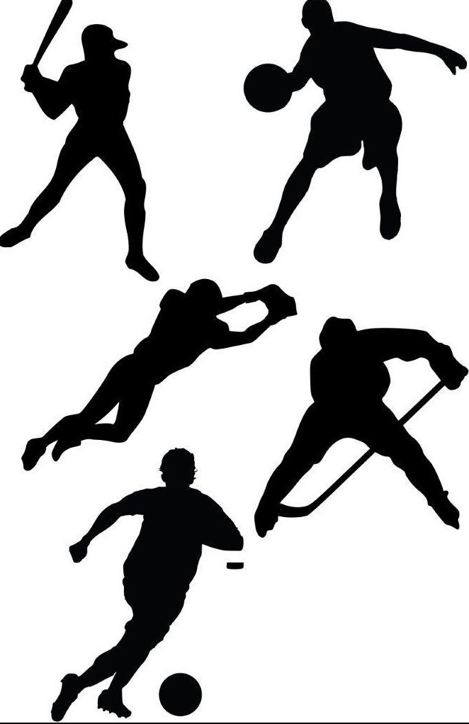 MULTI SPORTS FIGURES Set Vinyl Wall Decals Boys Room Sports Decor