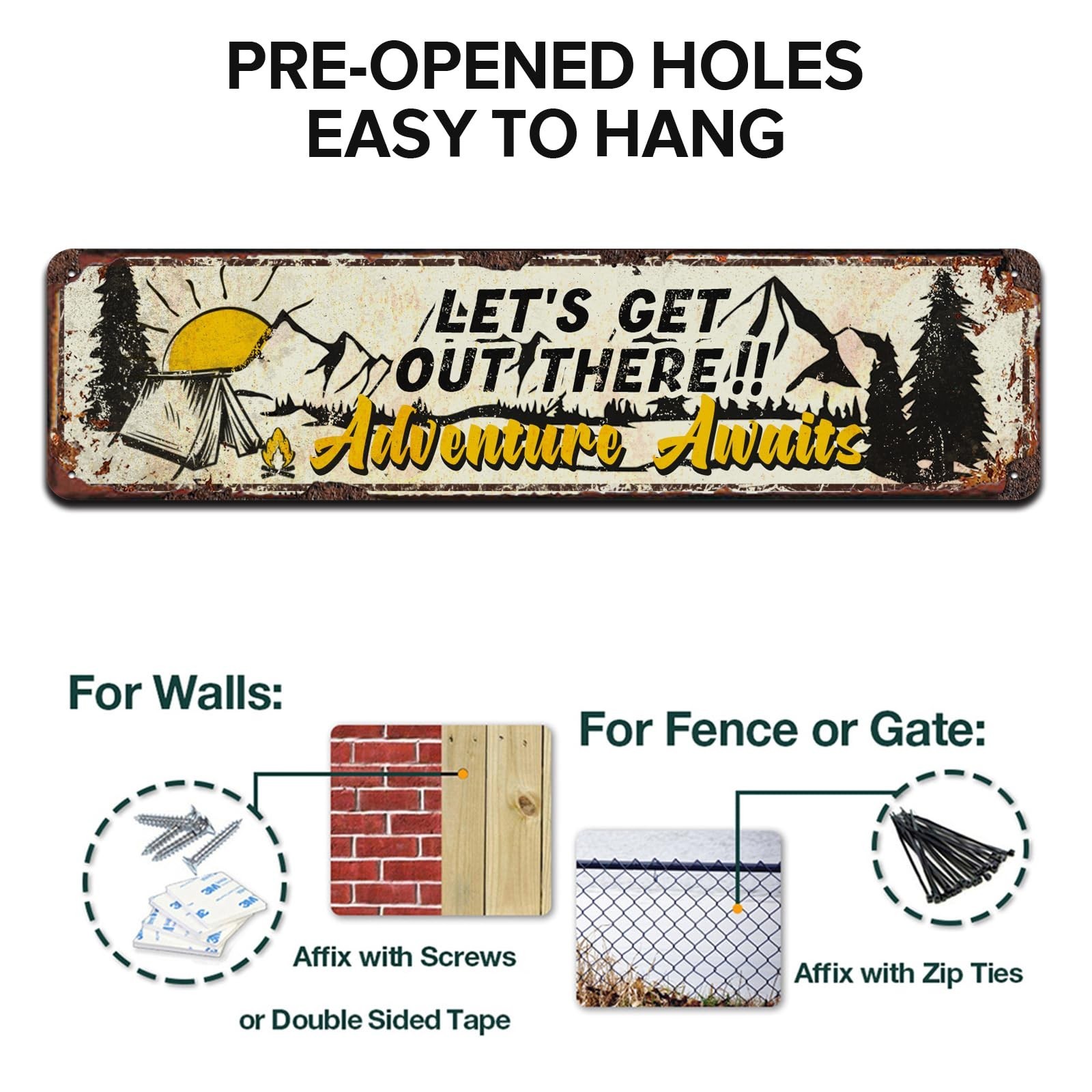 Let's Get Out There Adventure Awaits, Funny Home Decor, Hanging Wall Decorati…