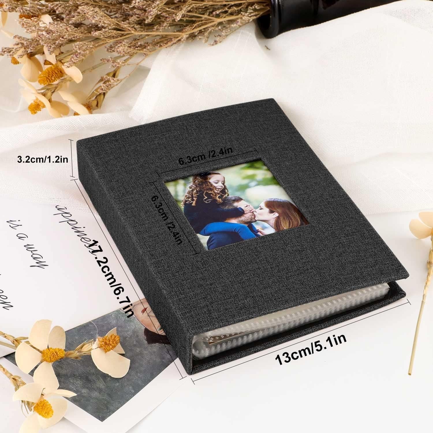 2 Pack 4×6 Photo Album 100 Pocket Linen Cover Picture Storage Books Black