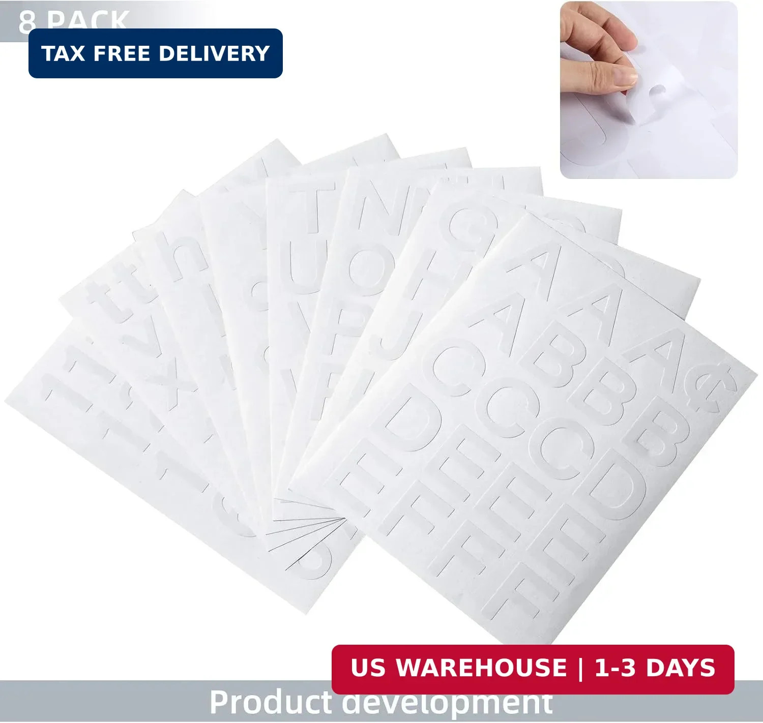 Outus 202 Pcs 8 Sheet Vinyl Letter Stickers 3 Inch White Self Adhesive Mailbox N