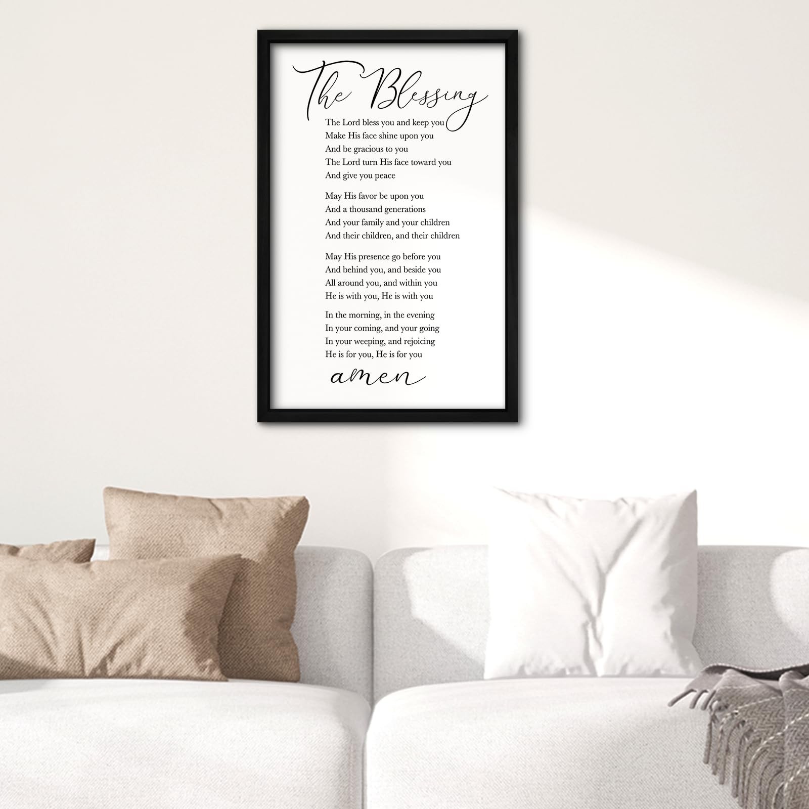 RLWangChao The Blessing Bible Verse Christian Wall Art for Home Decor 16"×1