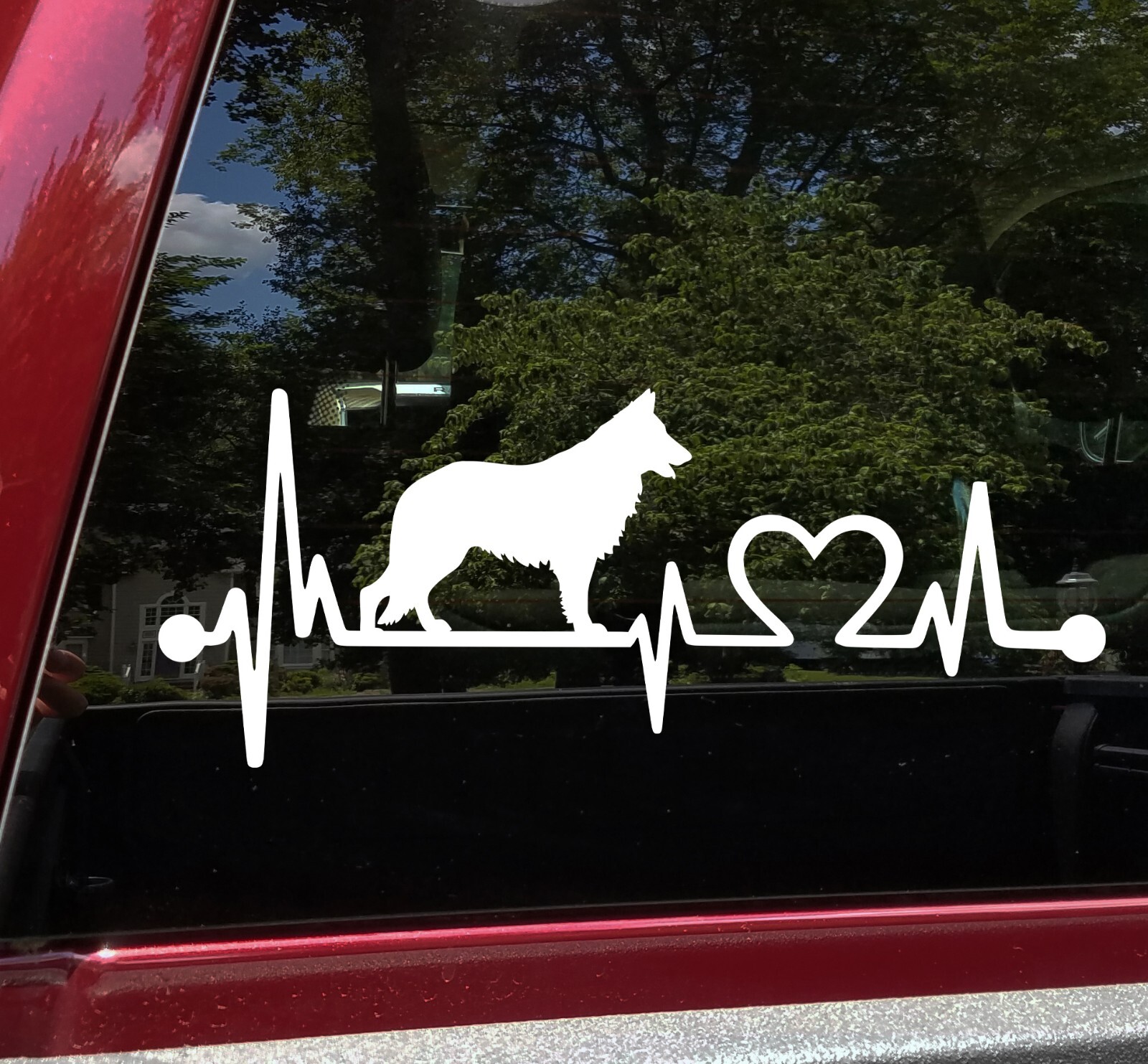 German Shepherd Heartbeat Vinyl Decal | Heart Love Alsatian Dog Puppy | Sticker