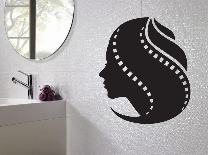 Vinyl Decal Wall Sticker Woman Hairstyle as Film Tape Beauty Salon Decor n976