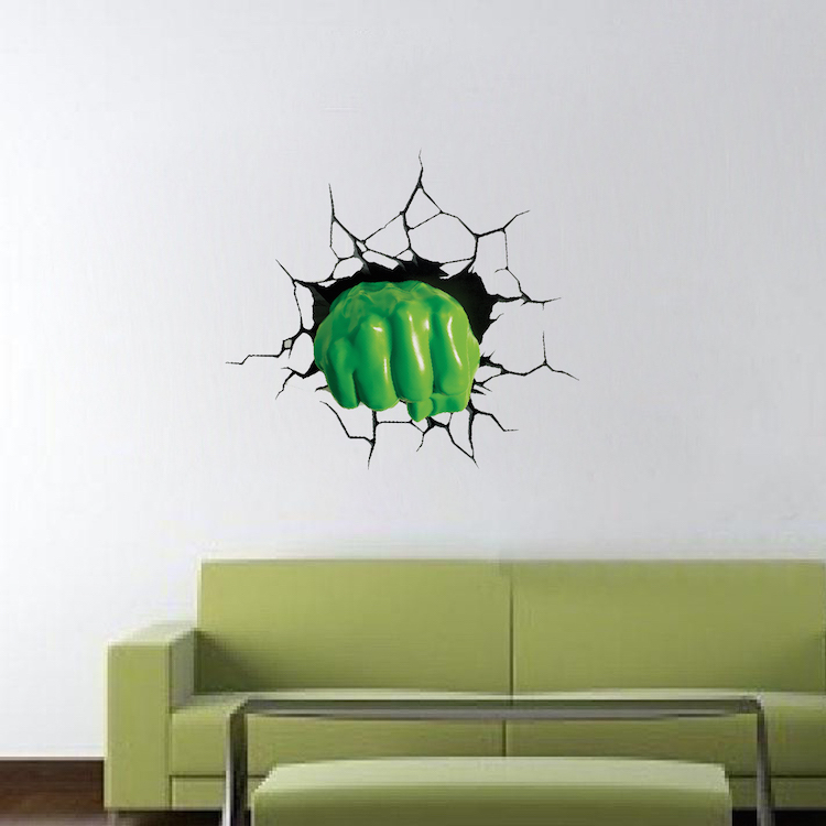 Hulk Smash Wall Decal Hulk Punch Wall Vinyl Sticker Marvel Wall Sticker, s39