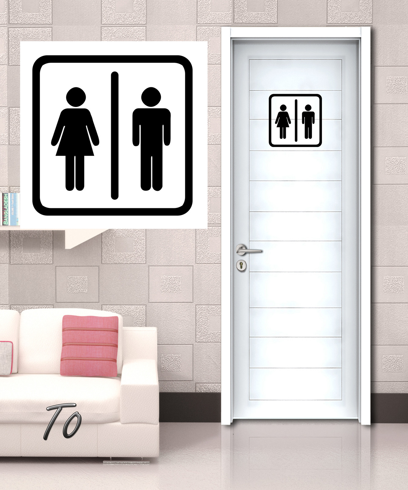 Toilet Entrance Sign Decal Vinyl Sticker For Bars Shops Offices Home Cafe Hotel