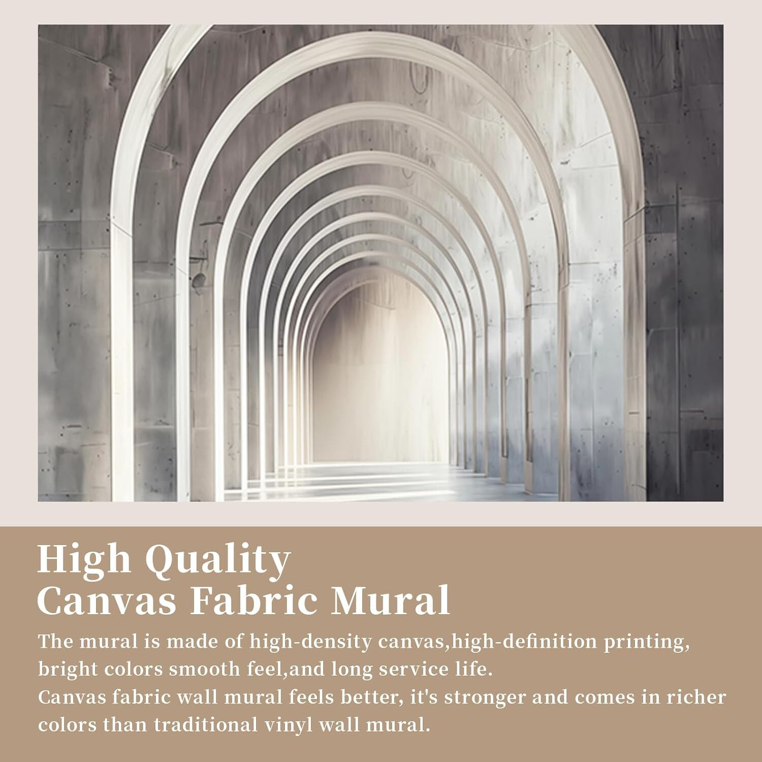 3D Wallpaper Archway Wall Mural Peel & Stick Modern Space Door Gray 148" x 98"