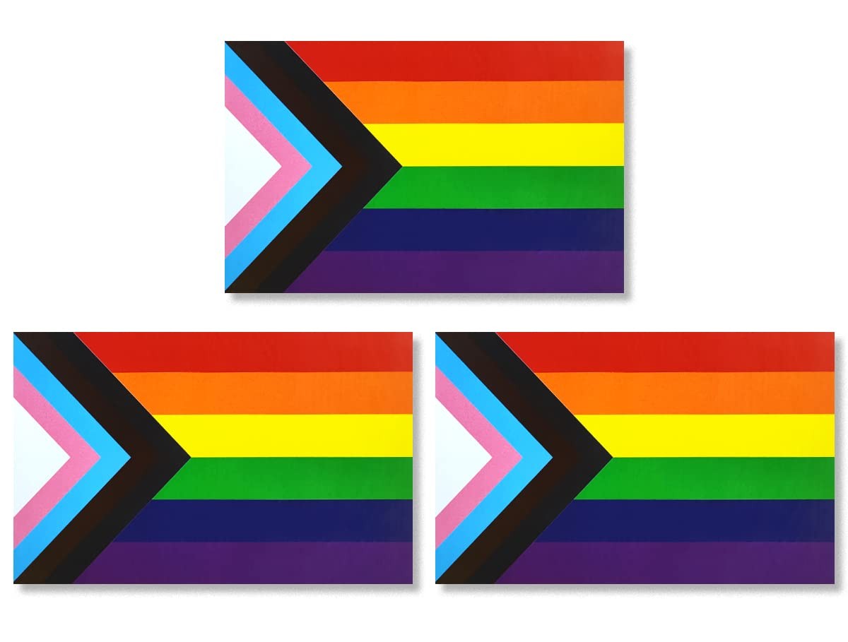 Progress Rainbow Gay Pride Flag Magnet Decal LGBTQ For Car SUV 3×5 In 3 PCS