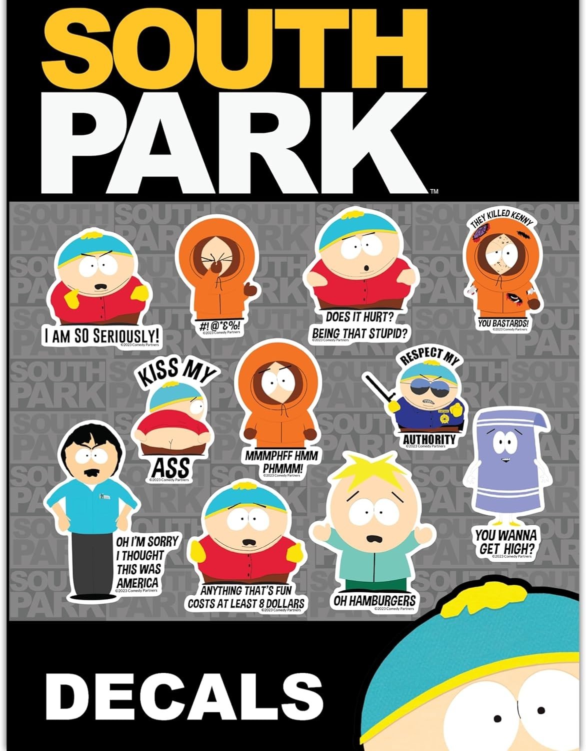 Licensed South Park Vinyl Decals – Set of 12 Waterproof Stickers for Fans