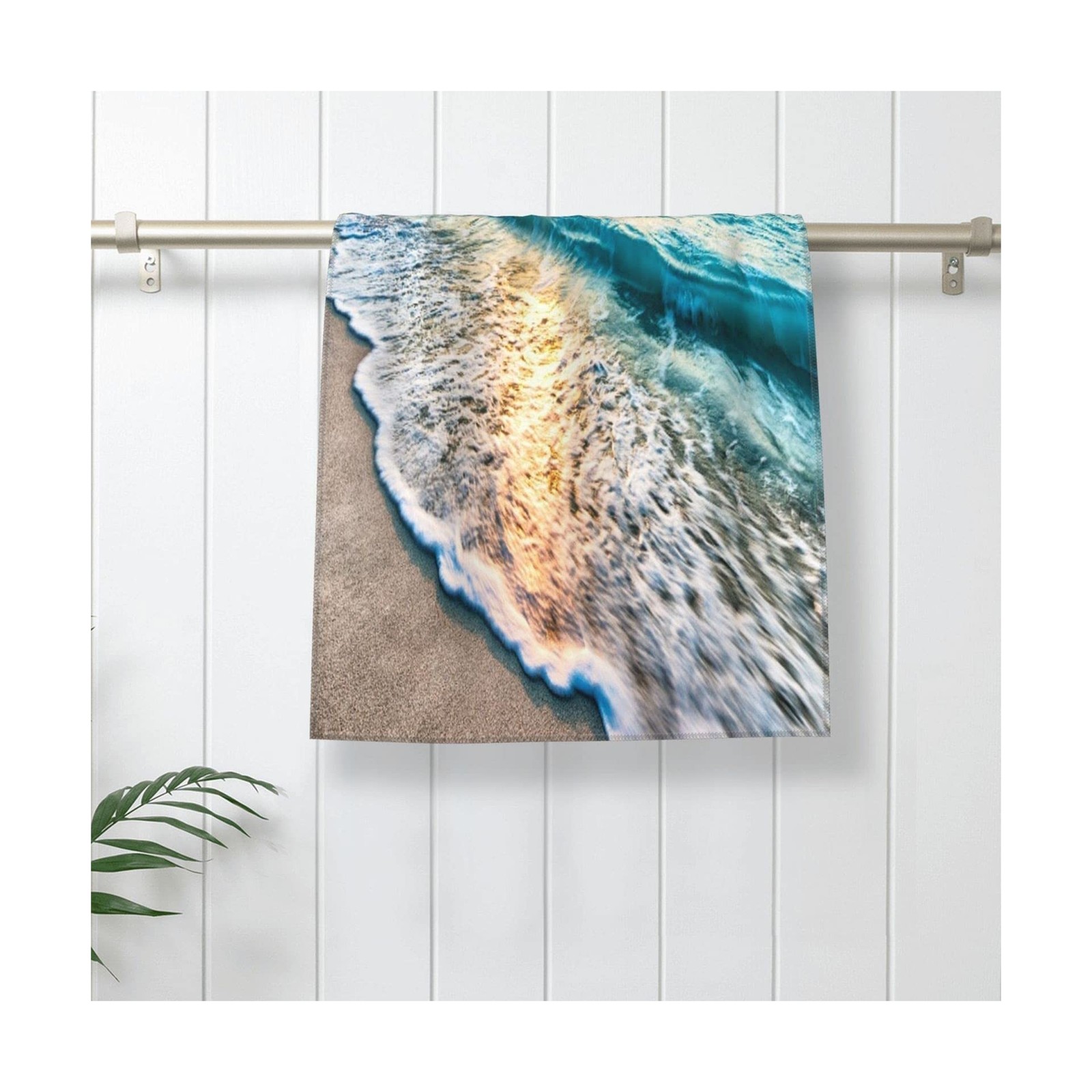 Hand Towels for Bathroom,Set of 2,Tropical Sea Beach Ocean Waves Seaside Scen…