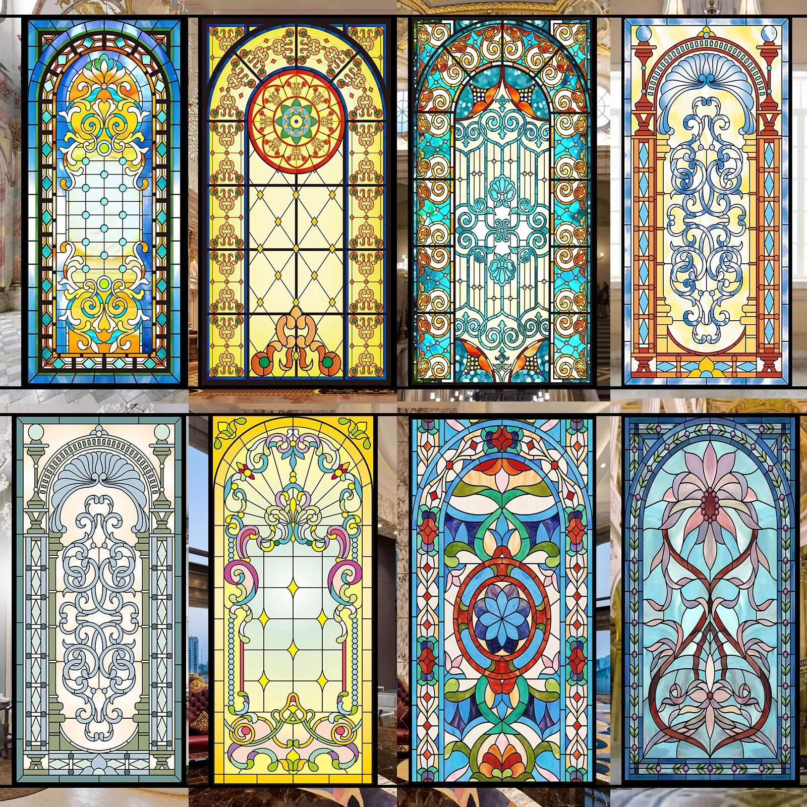 Vintage Self-adhesive Window Film Frosted Stained Privacy Glass Sticker Decor