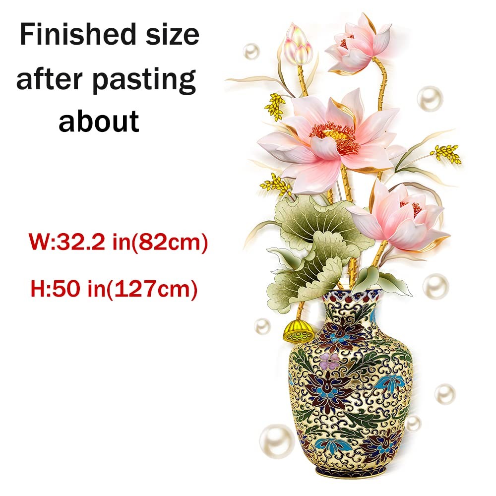 Dechom Chinese Style Lotus Flower Classical 11.8" × 35.4", Vase