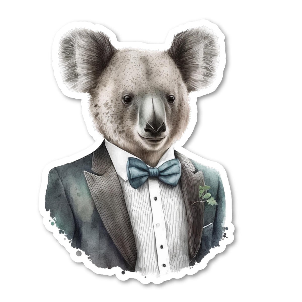 Koala in Suit Vinyl Sticker, Water Resistant, Water Bottle, Laptop, Scrapbook