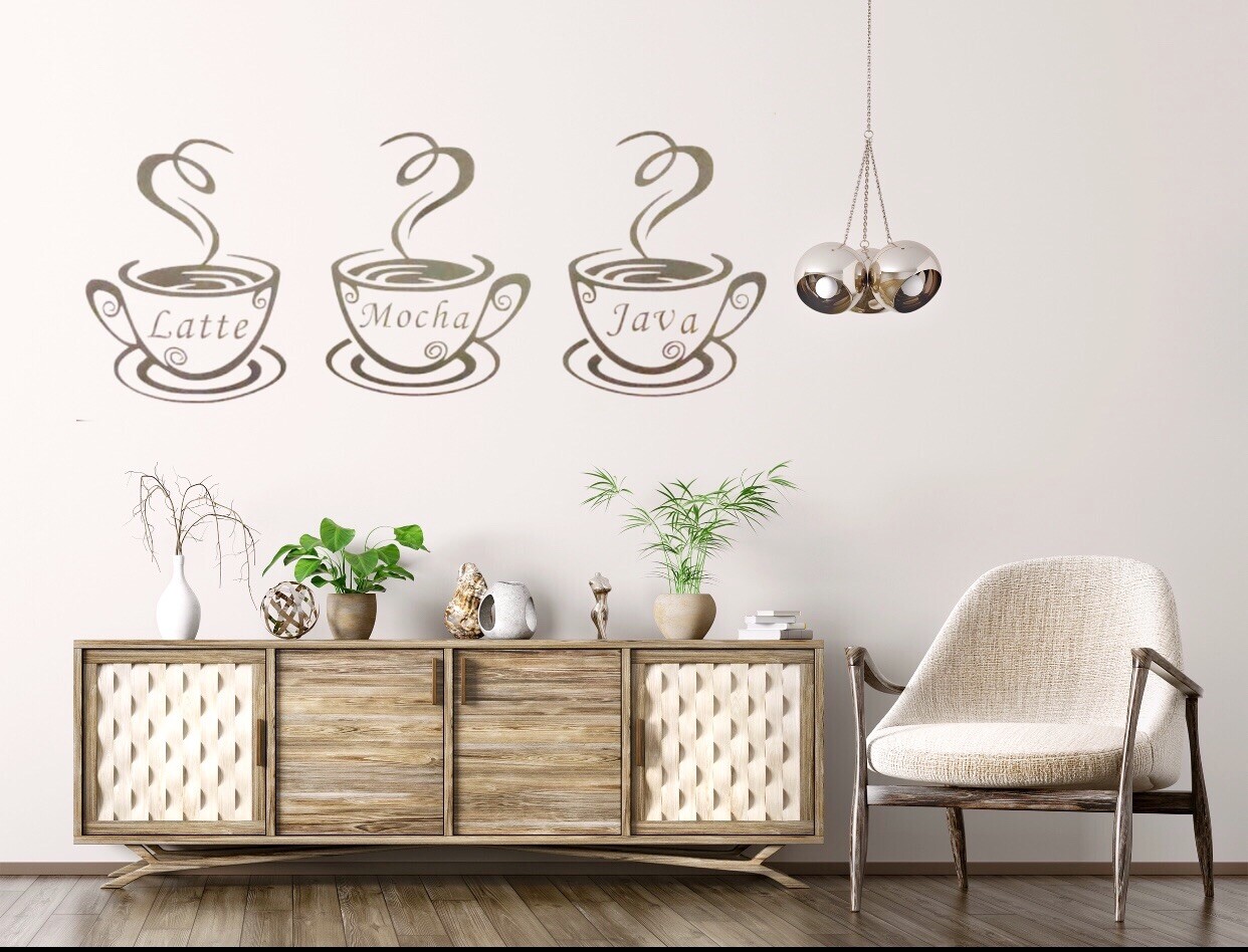 Mocha Latte Coffee Cup Decal Large Wall Decal Sticker Coffee Shop Wall Art Sale