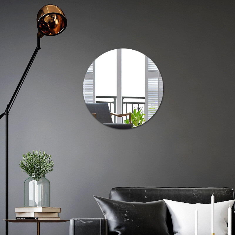 10 15 20 30cm Make Up Acrylic Mirror Tiles Wall-Mounted Bedroom Round/Elliptic