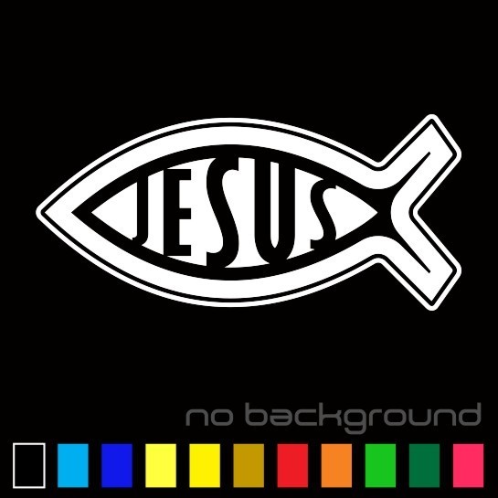 Jesus Fish Sticker Vinyl Decal – Christian Religion God Car Window Bumper Wall