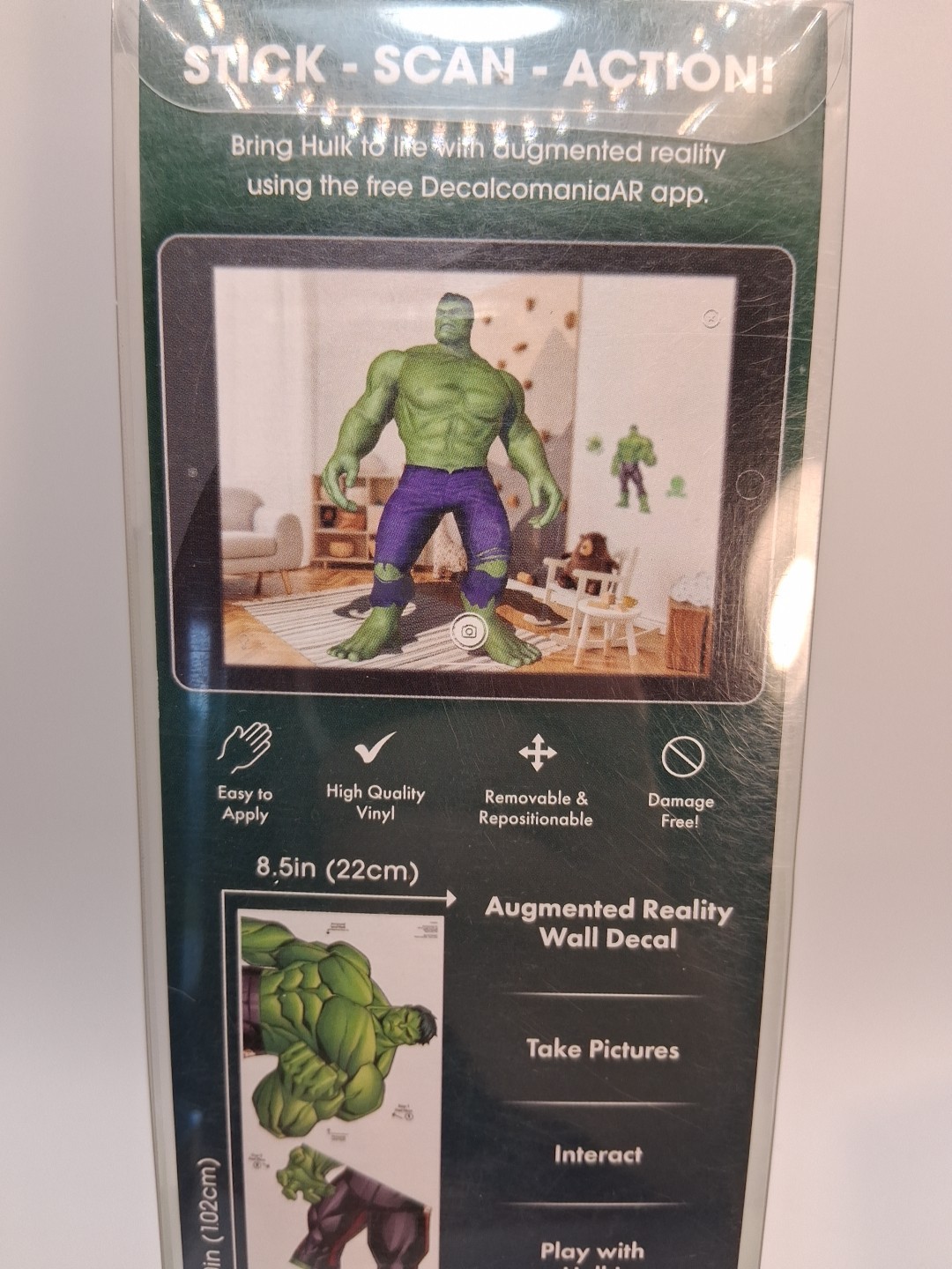 Marvel Hulk Wall Decal Augmented Reality Action Reusable Peel Stick NEW Lot Of 3