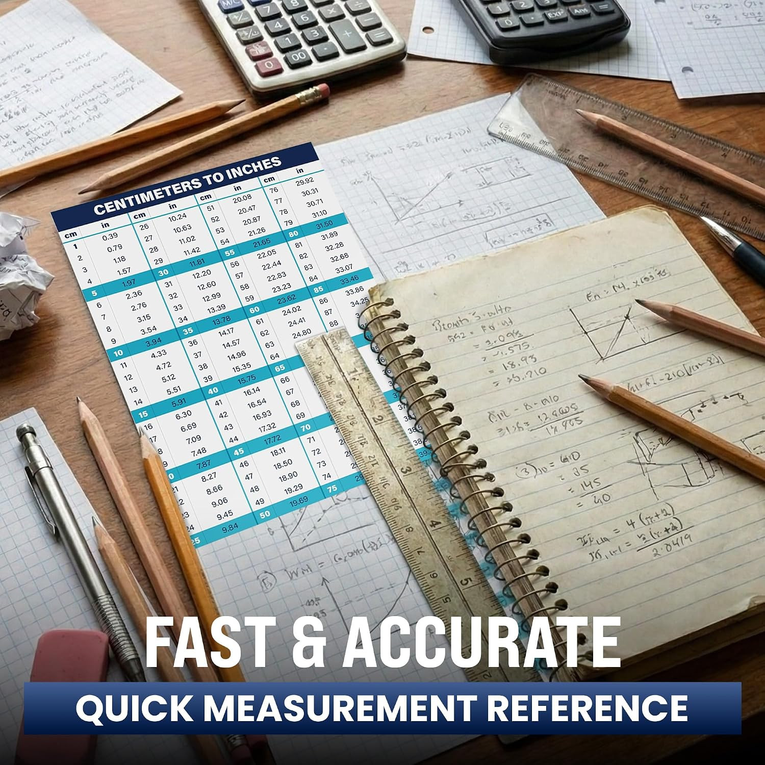 Centimeters to Inches Conversion Chart, 8" X 6" Weatherproof UV Laminated Vinyl
