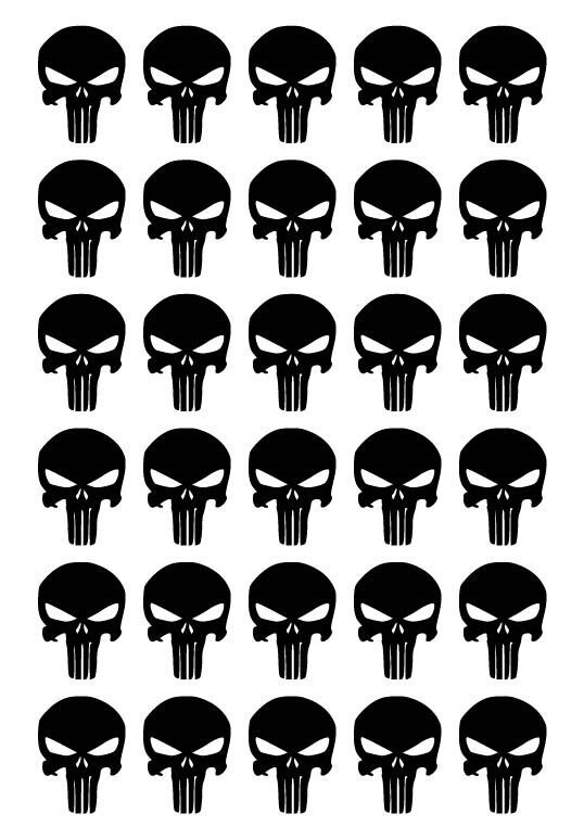 Set of 30 The Punisher Skull Small Vinyl Decals Phone Laptop Car Helmet Stickers