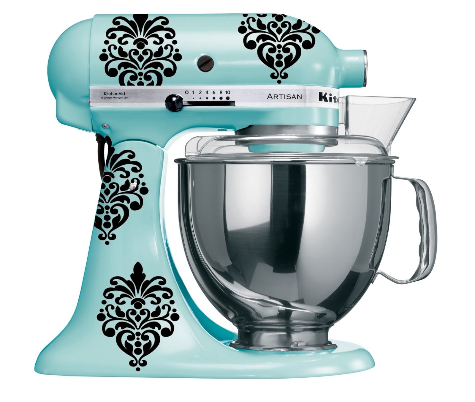 Damask Vinyl Decals for KitchenAid Mixer: Set of 8