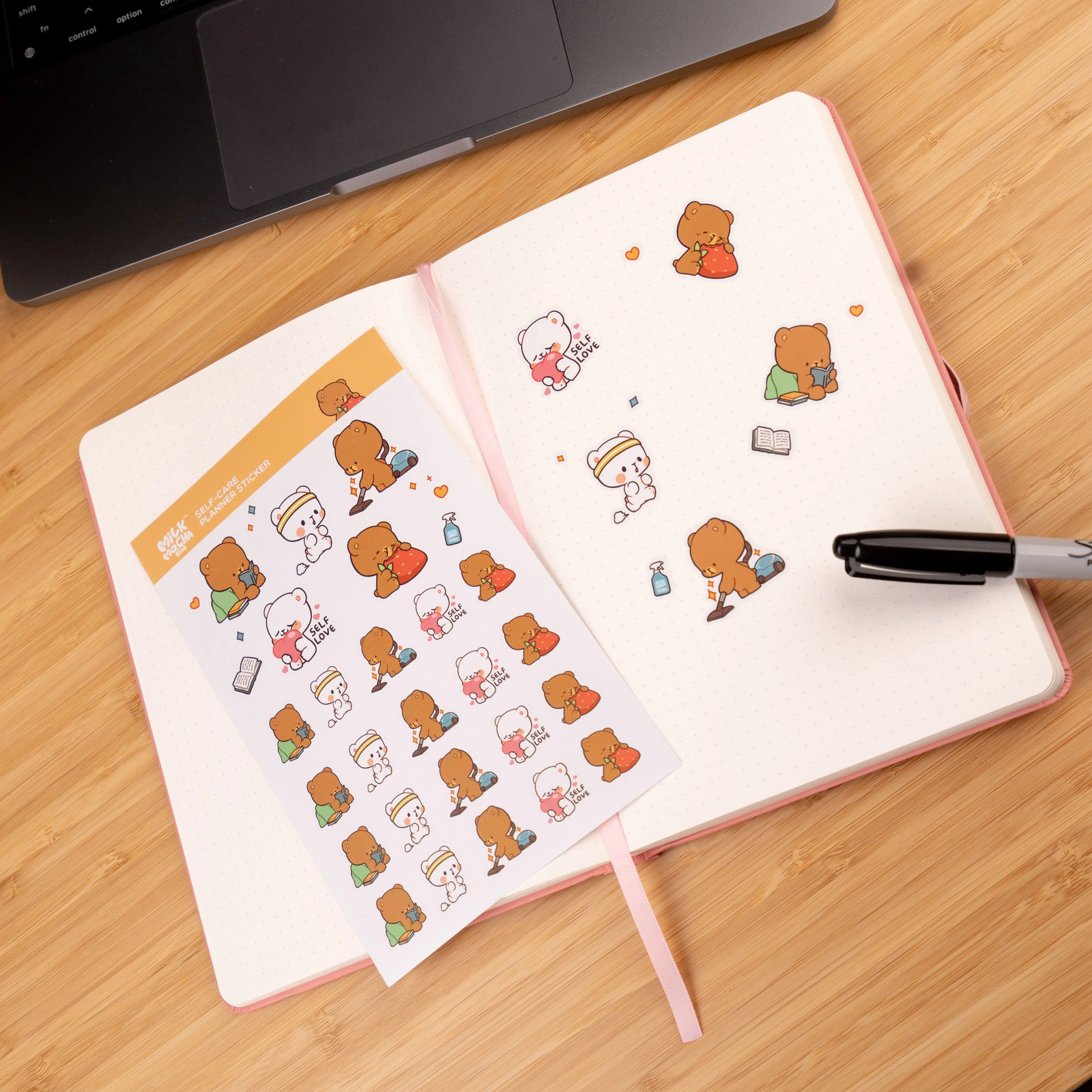 Milk Mocha Bear: Self-Care Planner Sticker Sheets