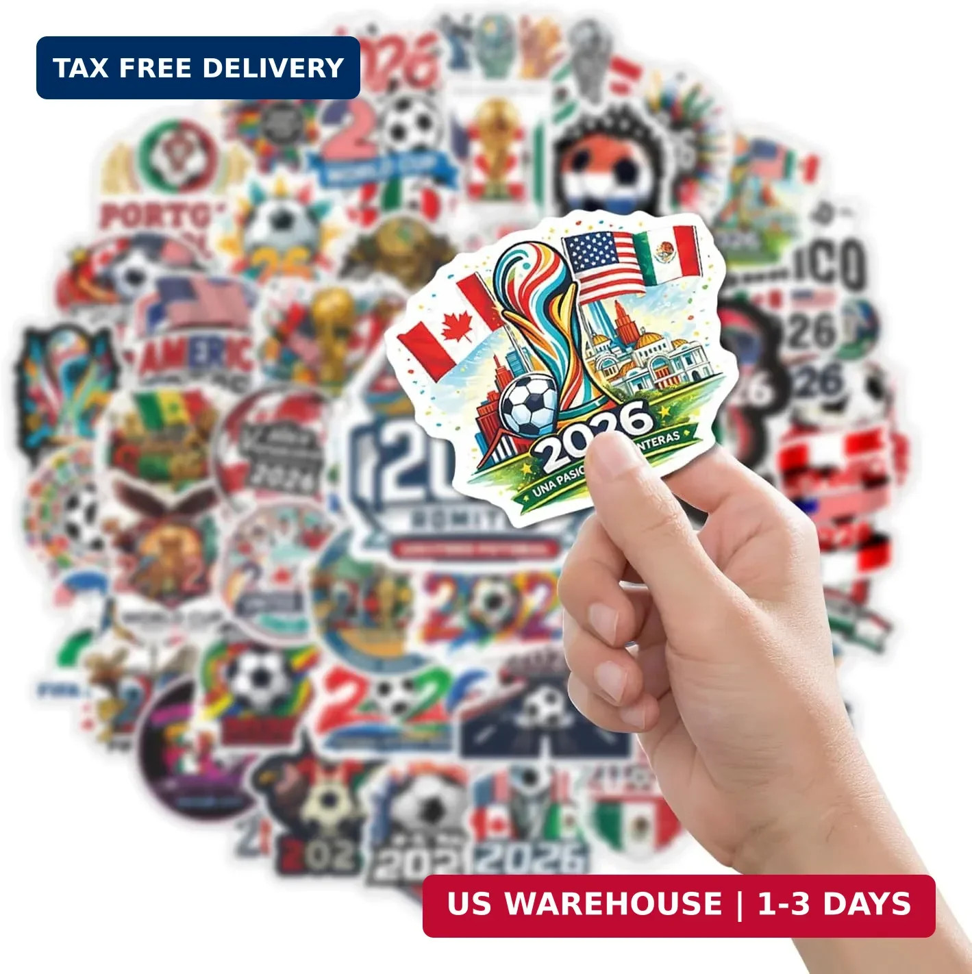 200Pcs World Cup Stickers, 2026 Sports Soccer Football Sticker Decal for Water B
