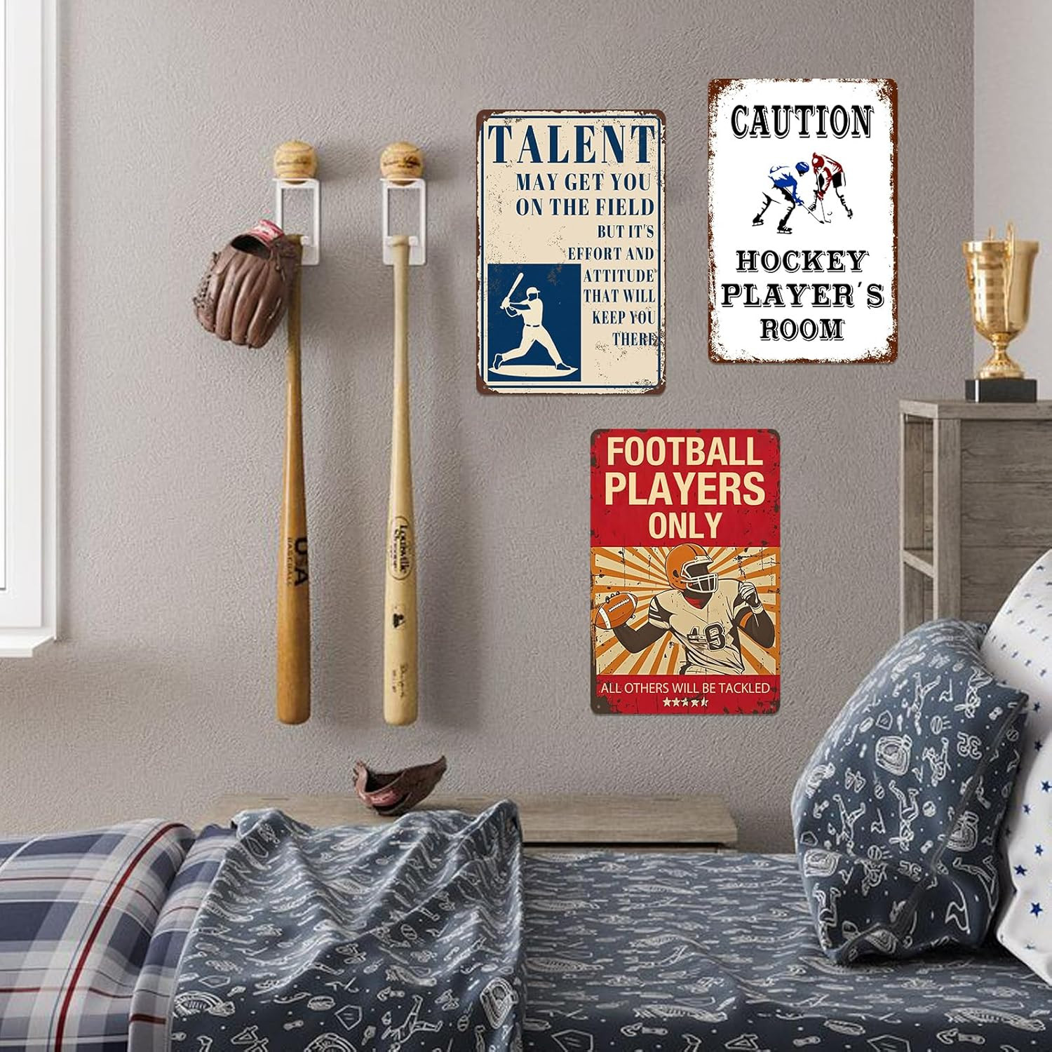 Football Room Decor for Boys Football Gifts for Boy 8-12 Football Wall Art Footb